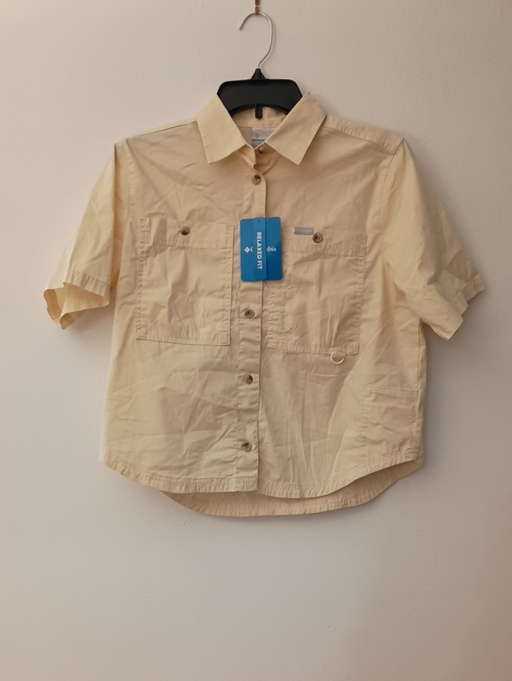 Columbia Short-Sleeve Button-Front Shirt in Pale Yellow